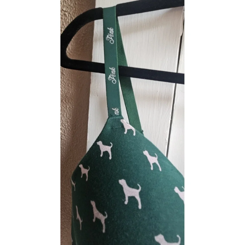 Victoria's Secret PINK everywhere Push-Up bra jaguar green dog print 38DD